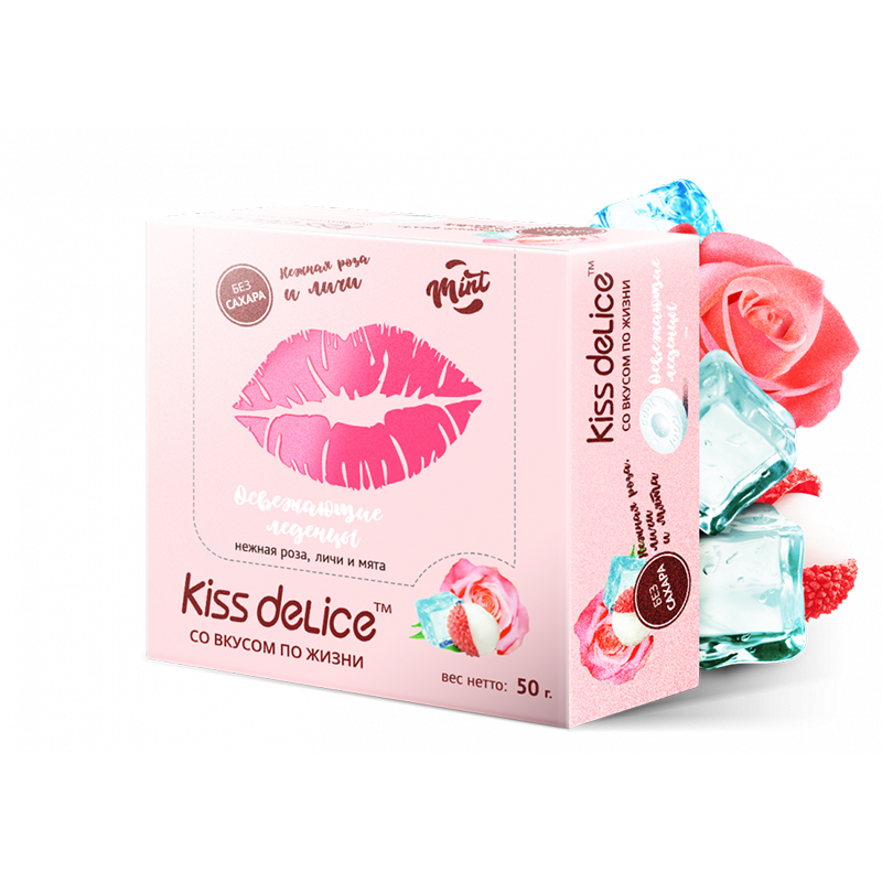 Леденцы Kiss Delice - Роза, личи и мята